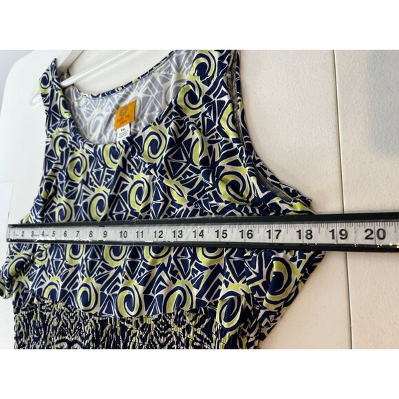 Ruby Rd Plus Size PXL Maxi Dress Tribal Print Navy Lime Sleeveless - Picture 6 of 6